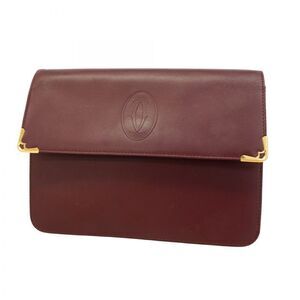 Cartier Clutch Bag Must Leather Bordeaux Gold Hardware Men's